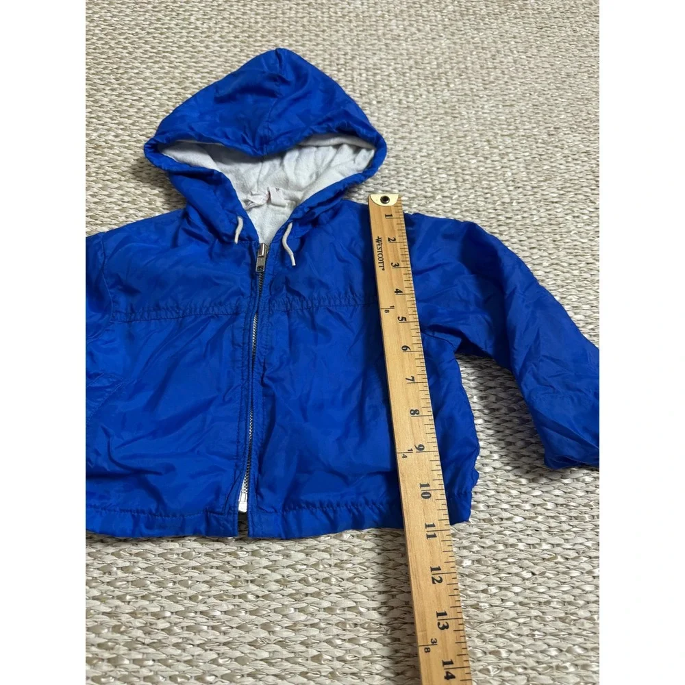 Vintage Blue Hooded Windbreaker Jacket Toddler 24M Lining 80's skate surf Retro